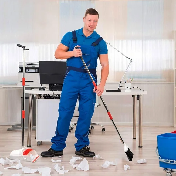 Broom and Dustpan Set Adjustable Self Cleaning - Picture 3 of 4